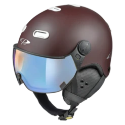 CP Skihelm Met Vizier Bruin Wit - CP Carachillo - Meekleurend Polariserend Spiegel Vizier (❄/☁/☀)