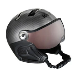 Kask Elite Carbon Zwart - Skihelm Met Vizier - Meekleurend Vizier (☁/❄/☀) Cat.1-2