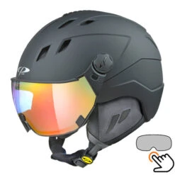 CP Corao+ Skihelm Zwart Met Meekleurend Vizier (4 Keuzes) - Zeer Veilig