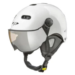 CP Carachillo XS Skihelm Wit Glimmend - Skihelm Met Spiegel Vizier (☁/❄/☀)