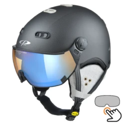 CP Carachillo Carbon Zwart-wit Mat Skihelm - Meekleurend & Polariserend Vizier (3 Keuzes)