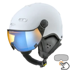 CP Carachillo Wit Mat Skihelm - Meekleurend & Polariserend Vizier (3 Keuzes)