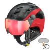 CP Camurai Carbon Zwart-rood Skihelm - Meekleurend & Polariserend Vizier - Kies Uit 3 Soorten !