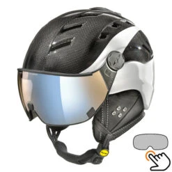 CP Camurai Carbon Zwart-wit Skihelm - Meekleurend & Polariserend Vizier - Kies Uit 3 Soorten !