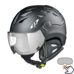 CP Cuma Skihelm Zwart - Meekleurend Vizier (7 Keuzes)