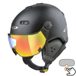CP Carachillo Zwart Mat Skihelm - Meekleurend Vizier (4 Keuzes)
