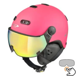 CP Carachillo Roze Fluo Mat Skihelm - Meekleurend Vizier (4 Keuzes)