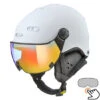 CP Carachillo Skihelm Wit Mat Met Single Spiegel Vizier (2 Keuzes)