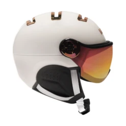 Kask Chrome Wit/Roze Goud - Skihelm Met Vizier - Spiegelend Vizier (☁/❄) Cat.1