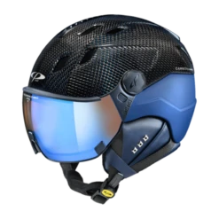 CP Corao+ Carbon Skihelm Zwart Blauw Glans Met Meekleurend & Polariserend Vizier (3 Keuzes) - Zeer Veilig