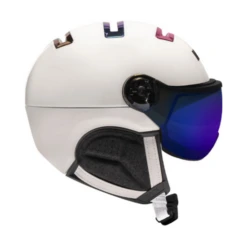 Kask Chrome Wit/Regenboog - Skihelm Met Vizier - Meekleurend Vizier (☁/❄/☀) Cat.1-2