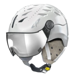 CP Cuma Swarovski Skihelm Wit Glanzend - Meekleurend Vizier (4 Keuzes)